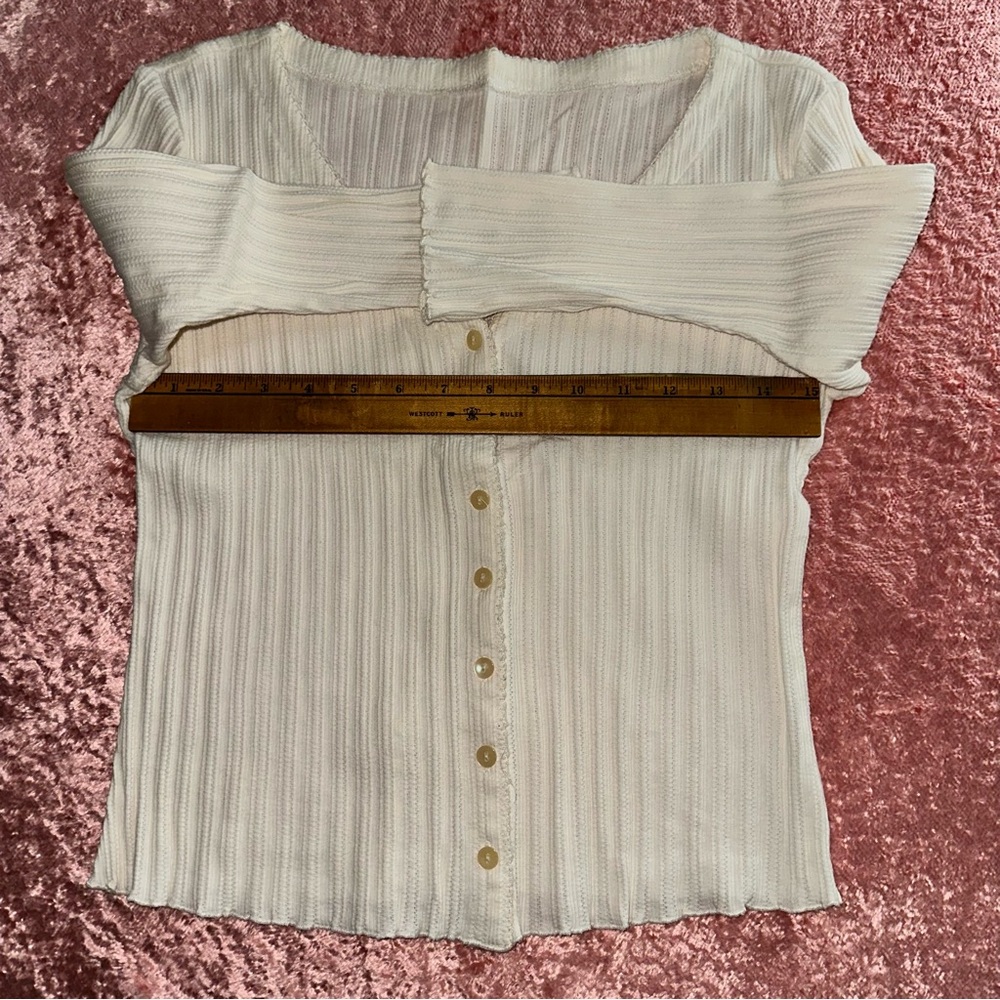 Cream Ribbed Button-Up Cardigan - Picture 3 of 3
